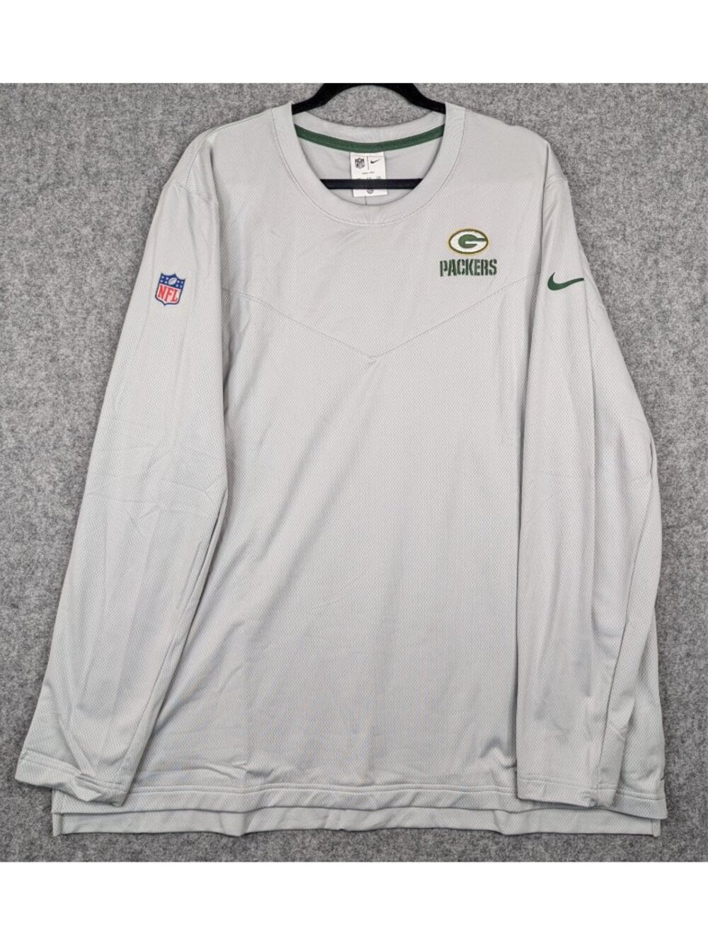 Nike Green Bay Packers Mens 2XL Sideline Coach Shirt Dri-FIT UV Long Sleeve NWT